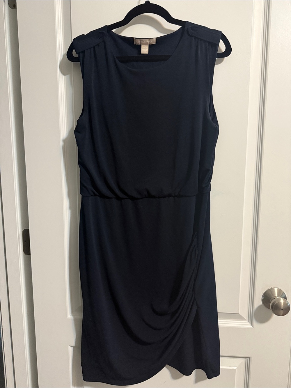 Banana Republic Navy Sleeveless Draped Waist Midi Dress